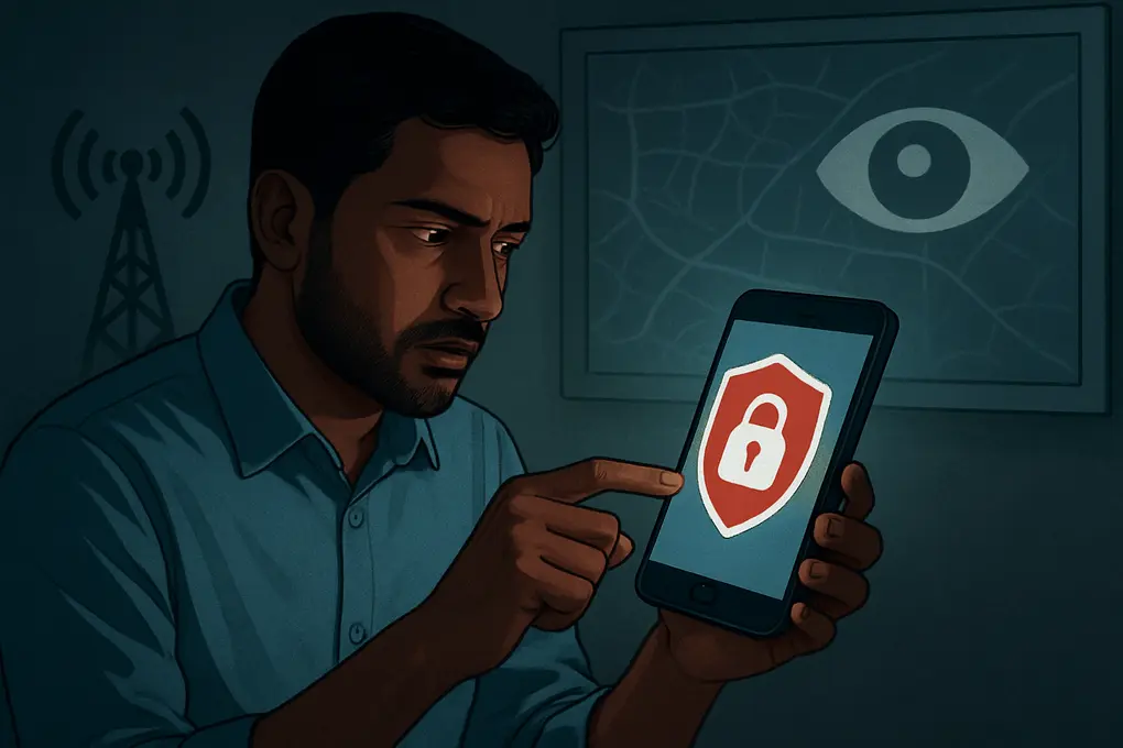 Smartphone en India con la app Sanchar Saathi del DoT para reportar fraudes y bloqueo por IMEI