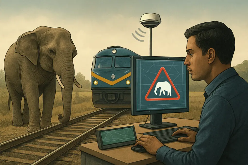 Implementación de un sistema de alerta temprana con IA para evitar choques de trenes con elefantes en India en corredores ferroviarios