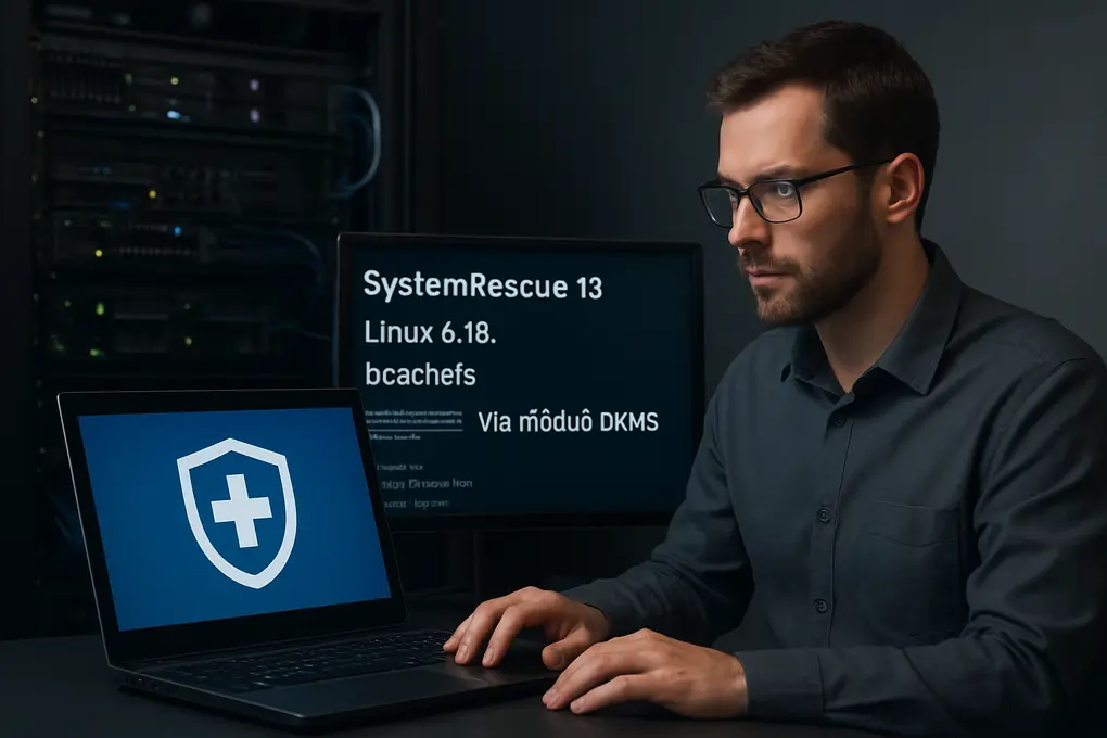 SystemRescue 13 con Linux 6.18 y soporte bcachefs en entorno Live de rescate